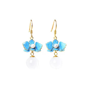 Jade Ink Love Hetian Jade Earrings White Jade Women's