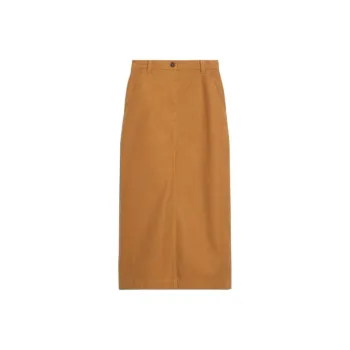 WEEKEND MaxMara Quincy Collection Long Canvas Skirt Casual Long Skirt Women's Earth Tone