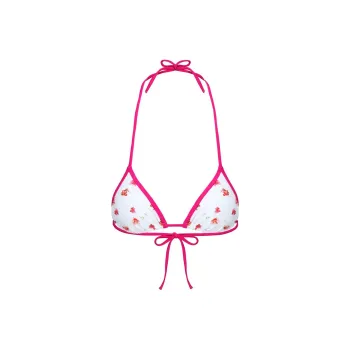 PRINCESS POLLY BELLAROSA TRIANGLE BIKINI TOP Bikini Women's White/Pink Floral/White Background Pink Print