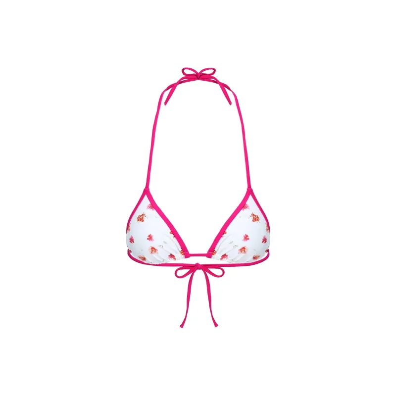 PRINCESS POLLY BELLAROSA TRIANGLE BIKINI TOP Bikini Women's White/Pink Floral/White Background Pink Print-0