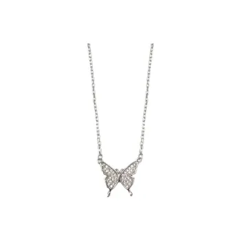Regalrose 925 Sterling Silver Flash Diamond Butterfly Necklace Women's