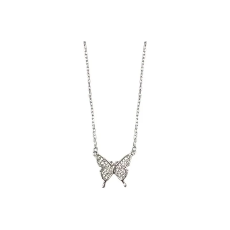 Regalrose 925 Sterling Silver Flash Diamond Butterfly Necklace Women's-0