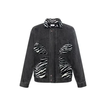 CELINE Denim Jackets Men Gray Black