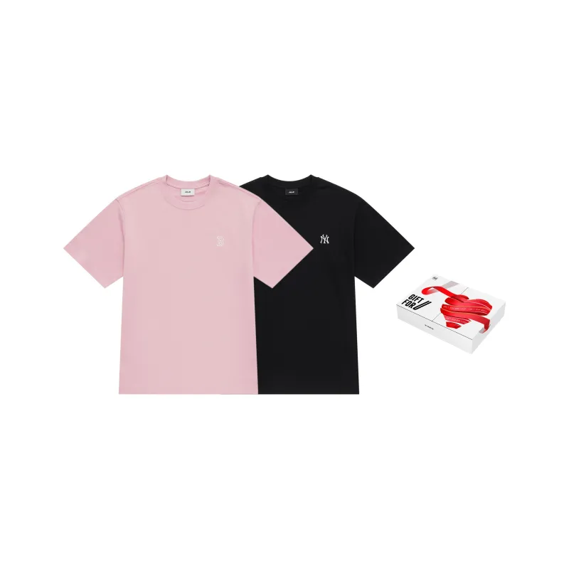 MLB New York Yankees Basic Collection T Shirt Unisex 2 Pack Pink+Black-0