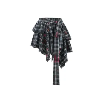UNIFREE Casual Short Skirts Women's Black White Plaid