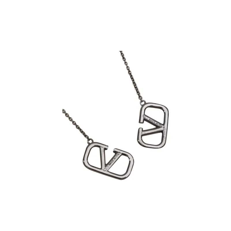 Valentino 2000 2024 Brass And Rhinestone VLogo Threader Earrings Costume Earrings-1
