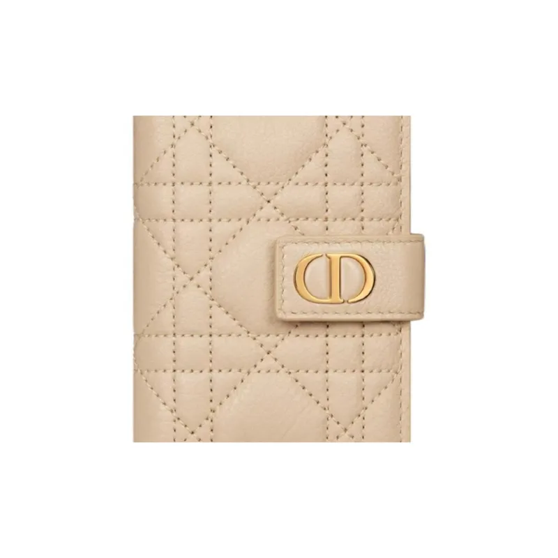 DIOR Caro Calfskin Card Holder Women's Pink Beige-4
