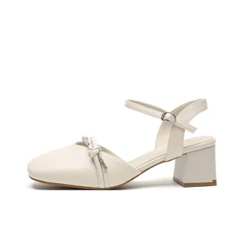 JOSINY Chunky Heel High Heels Women's Ecru