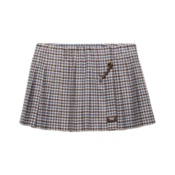 PRADA Checked Wool Mini Skirt