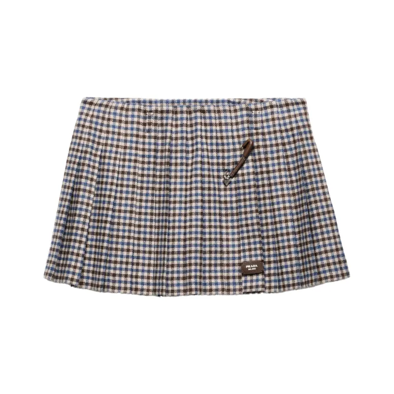 PRADA Checked Wool Mini Skirt-0