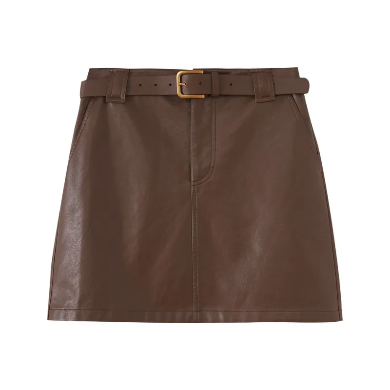 SHUIYUNJIAN Casual Short Skirts Women's Coffee-0