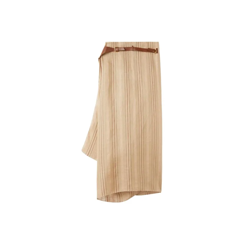 Loro Piana SS24 Casual Long Skirts Women's Black Sugar Brown-0