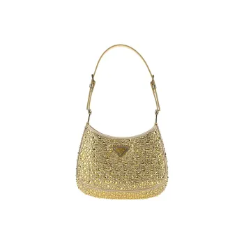 PRADA Cleo Crystal Shoulder Bag Mini Women's Gold