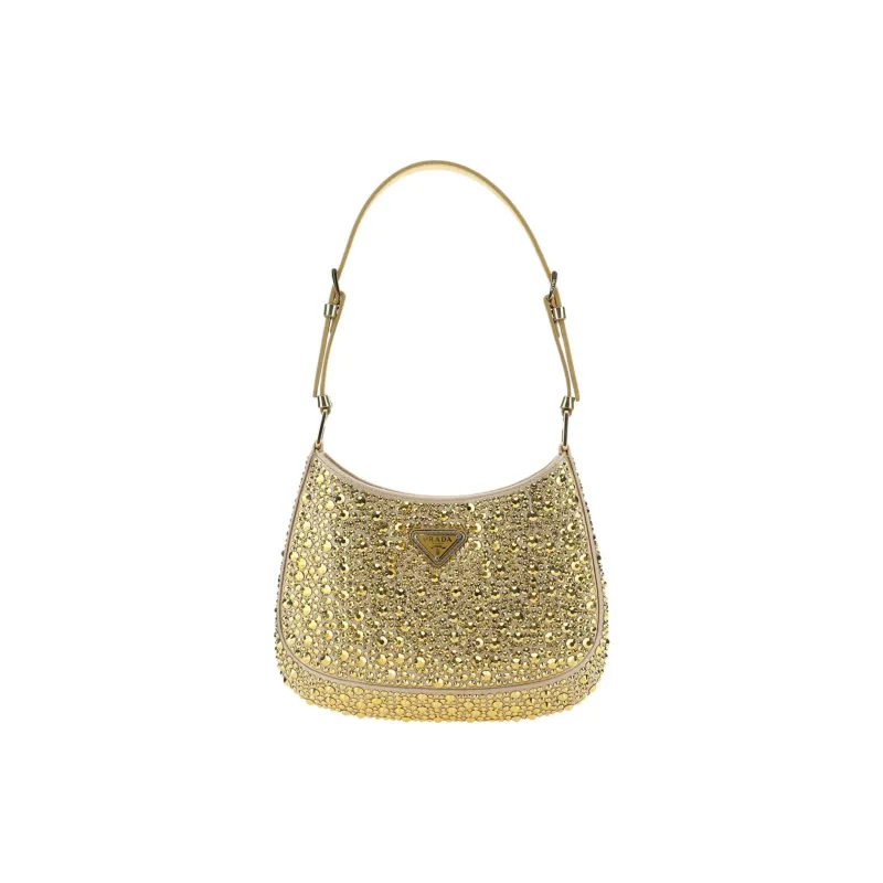 PRADA Cleo Crystal Shoulder Bag Mini Women's Gold-0