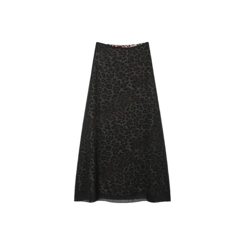 FORNI Casual Long Skirts Women's Leopard-0