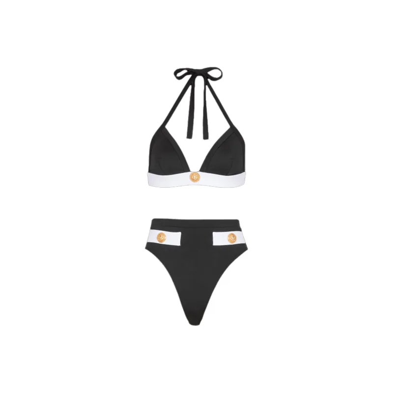 BALMAIN Button-embellished High-waisted Bikini-0