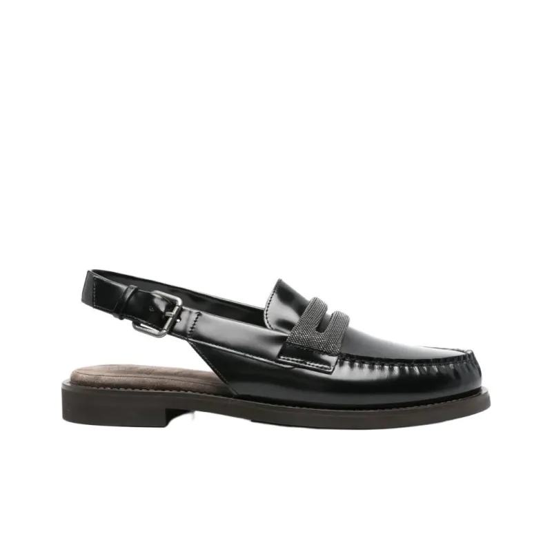 Brunello Cucinelli Leather Slingback Loafers Women's-1