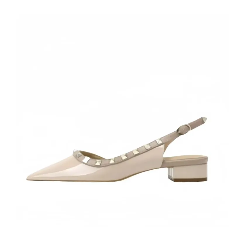 NTOZE Chunky Heel High Heels Women's Nude-0