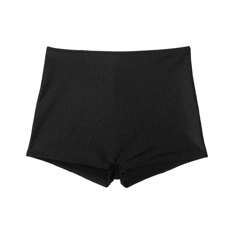 Victoria's Secret PINK HIGH-WAIST SHORTIE BIKINI BOTTOM / Pure Black Swimming Shorts Women's Pure Black-0