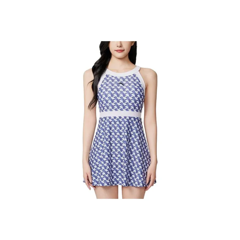 Anta One piece Swimsuit Women's Pure White/Blue White Blue-0