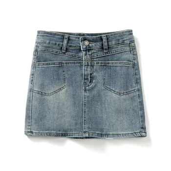Wen Shan Denim Short Skirts Women's Vintage Blue