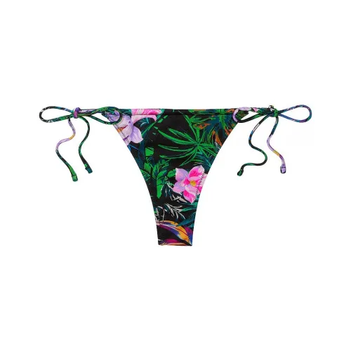 Victoria's Secret Mix & Match String Thong Bikini Bottom / BT Swimming Shorts Women's Black Tropical