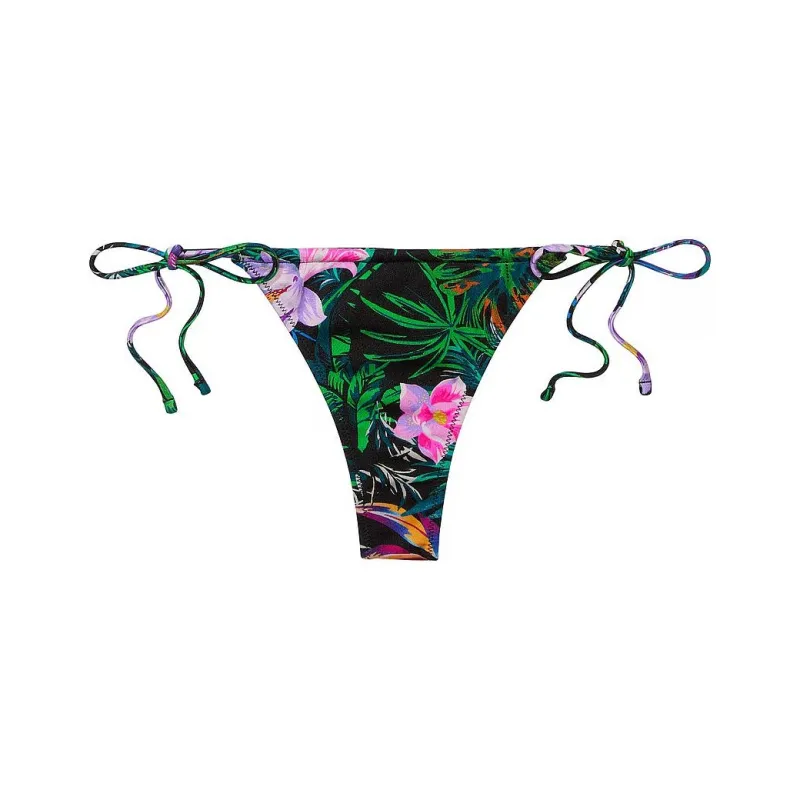Victoria's Secret Mix & Match String Thong Bikini Bottom / BT Swimming Shorts Women's Black Tropical-0