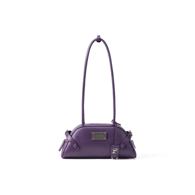 MCMIKO Cow Leather With Polyurethane And Synthetic Leather Shoulder Bag Women's Purple-1