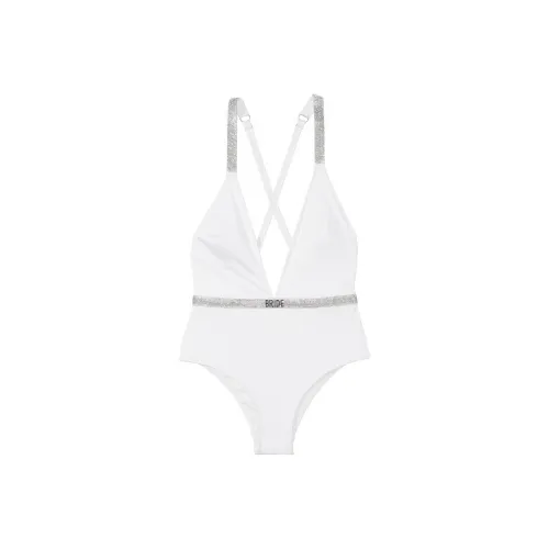 Victoria's Secret Shine Plunge One Piece Swimsuit/White One Piece Swimsuit Women's White