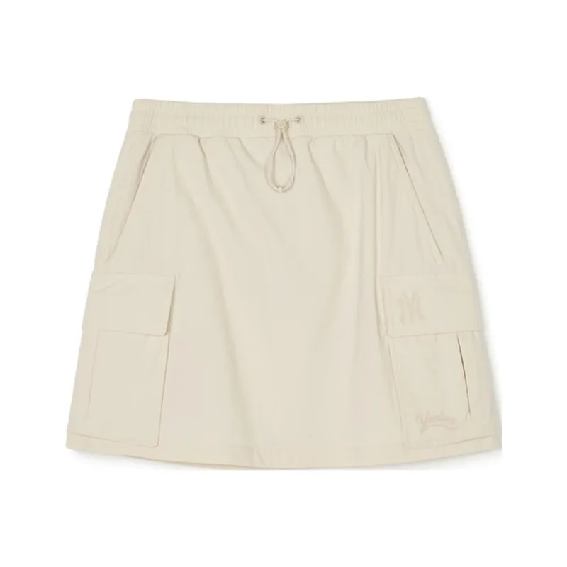 MLB New York Yankees Cargo Short Skirts Women's Linen Cream-0