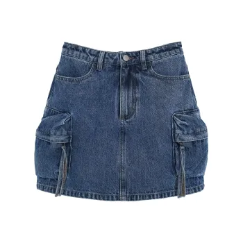 Fstudio Denim Short Skirts Women's Blue
