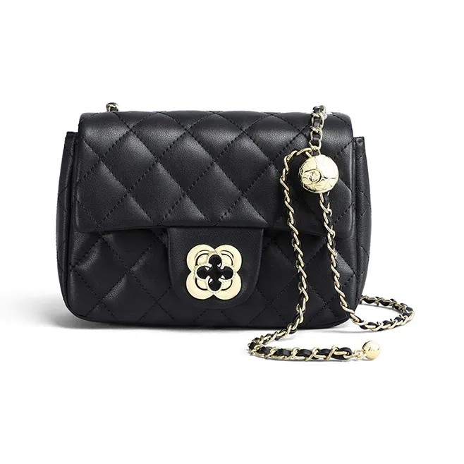 EBLAN Cow Leather Shoulder Bag, Crossbody Bag, Small Square Bag Regular Women's Black-1