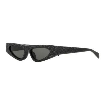 GUCCI Acetate Swarovski Crystal Irregular Shape Sunglasses Unisex Black