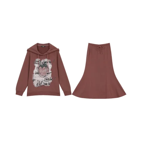ELF SACK Skirt Set Women's Vintage Brown