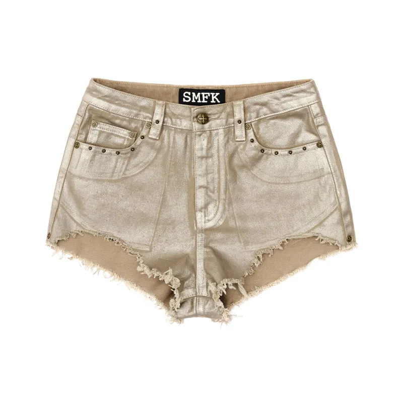 SMFK Denim Shorts Women's Gold-0