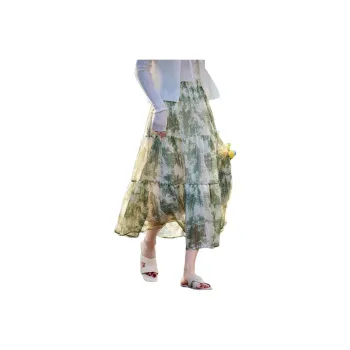 Still Quiet Spring, Summer Casual Short Skirts Regular Women's Green