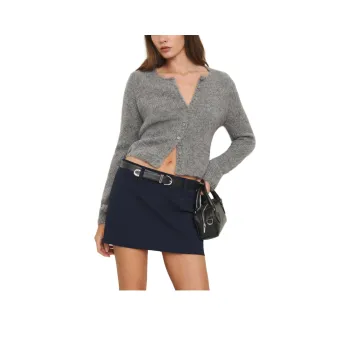 REFORMATION Sara Knit Skirt Casual Short Skirts Women's Midnight Blue
