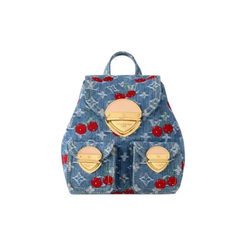 LOUIS VUITTON Takashi Murakami, Collaboration Denim Backpack Women's Blue