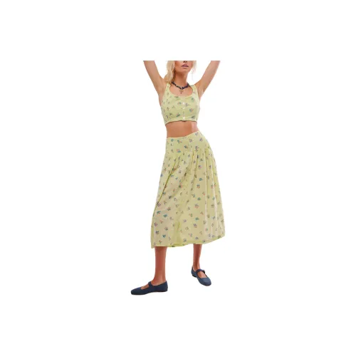 FREE PEOPLE Iris Corset Set Skirt Set Women's Multi Combo Mellow Green/Multicolor Combo Soft Green