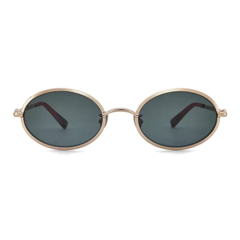 Fakeme Metal Oval Sunglasses Unisex Gold-1