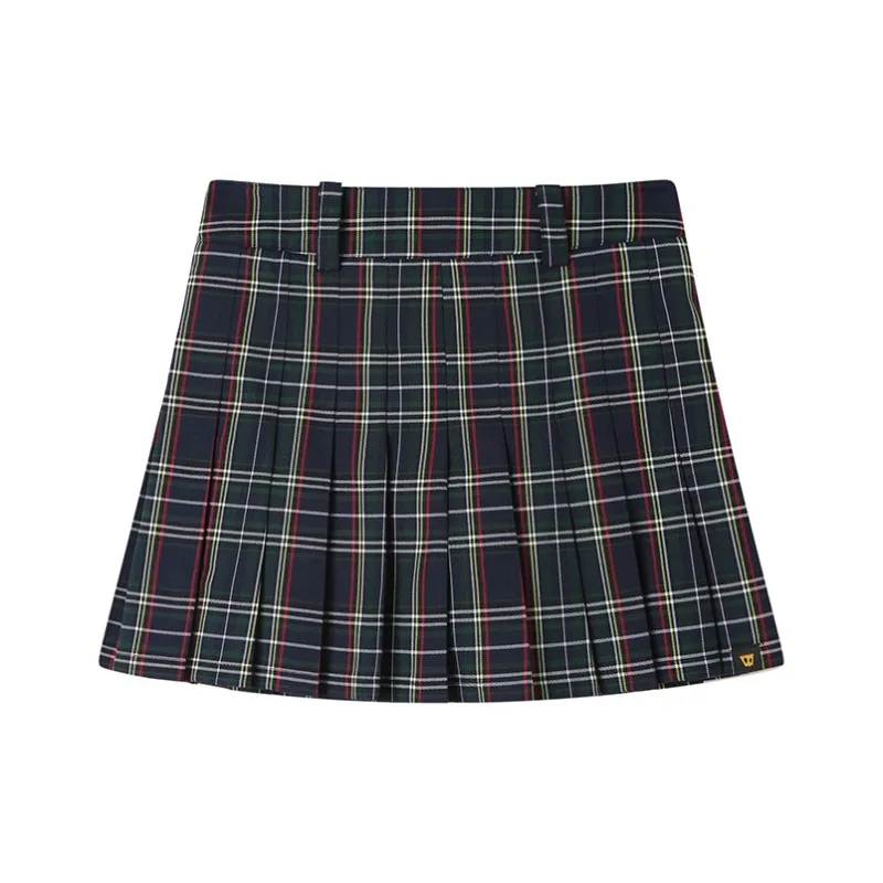 DANGEROUSPEOPLE Casual Short Skirts Women's Black Plaid-0