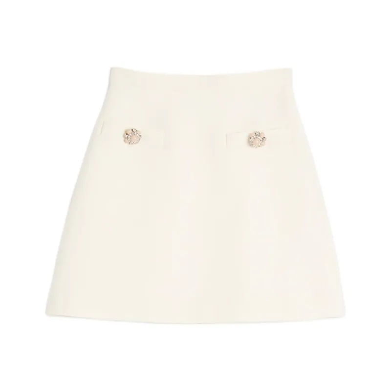 Valentino Button Embellished A Line Mini Skirt-0