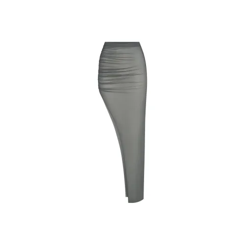 SKIMS MILKY SHEER LONG SKIRT Casual Long Skirts Women's GUNMETAL/Bronze