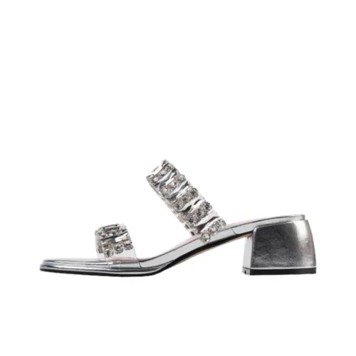 LXVB Rubber Sole Slip Resistant Slide Slippers Women's Silver