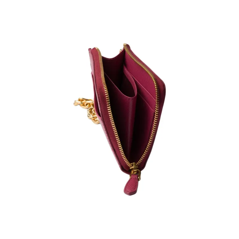 PRADA Saffiano Calfskin Wallet Small Size Women's Pink-3
