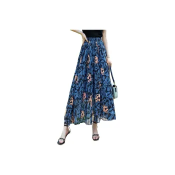 Mo Han Yi Mei Casual Long Skirt Women's Blue
