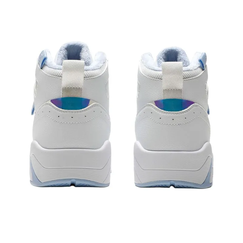 QIAODAN Dry Anti Slip Wear Resistant High Top Skateboard Shoes Men's White-4
