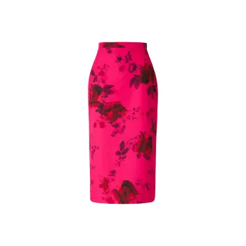 Erdem Floral print Faille Pencil Skirt