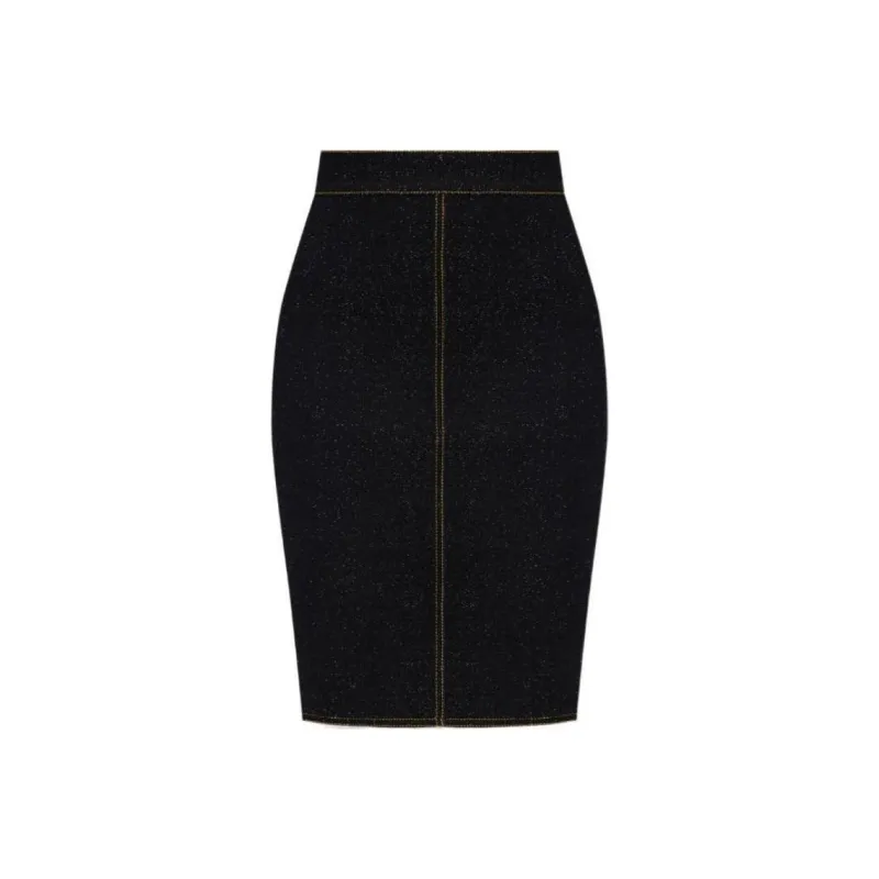 Alaia High waisted Denim Midi Skirt-0