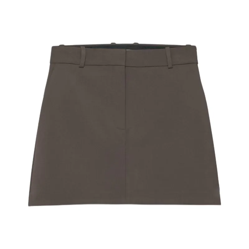 ARITZIA Babaton Chisel Skirt Casual Short Skirts Women's Rich Mocha Brown/Deep Mocha Brown-0